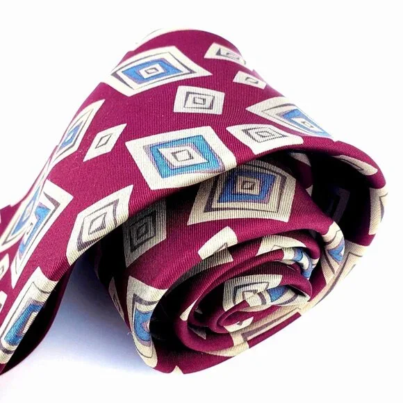 Burberrys of London Tie Silk Oxblood Abstract Pattern Cravat 3.75" Wide NWOT - Picture 1 of 10